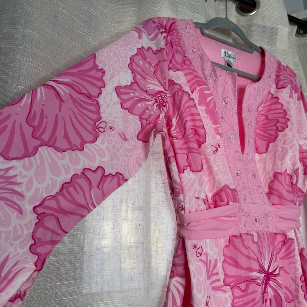 Lilly Pulitzer Pink Floral Midi Dress - 100% Cotton - Picture 4 of 11